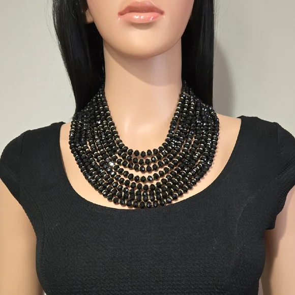 Natasha Couture Black & Gold Necklace - Picture 6 of 8